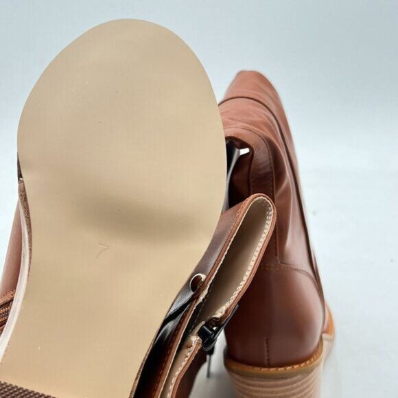 FSJ Brown Zipper Wedge High Heel Point Toe Fancy Pull On Ladies Fashion Boot - Picture 6 of 8